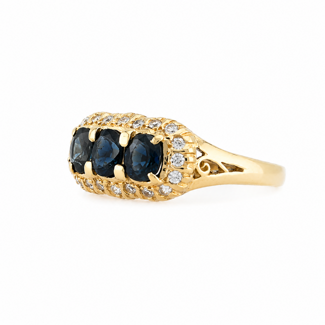 Occ. 14K. Ring Saff/Zirk. 3,7Gr. Mt16