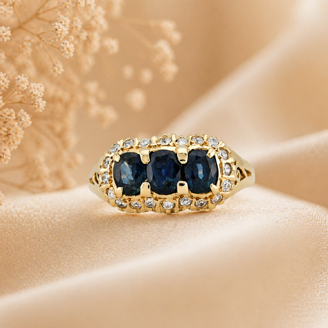 Vintage. 14K. Ring Saff/Zirk. 3,7Gr. Mt16