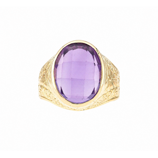 Vintage.  14K.  Zegelring Amethist. 8,3Gr. Mt19