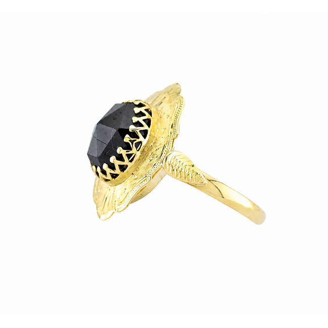 Vintage 14K. Ring met Granaat. 3,5Gr. Mt17,5