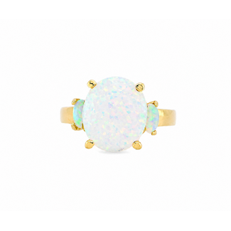 Vintage. 14K. Ring met 3 Opaal. 5,2Gr. Mt17