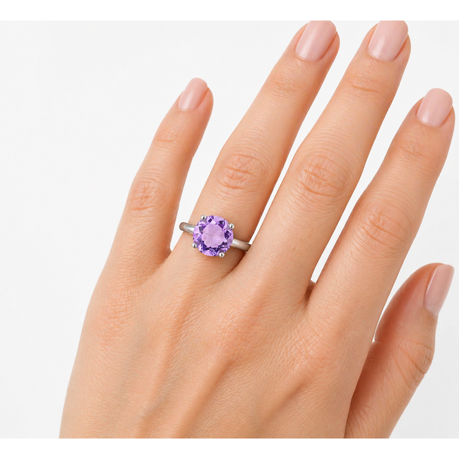 Vintage Witgoud Ring met Ametist. 4,1Gr. Mt 17