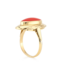 Vintage. 14 Karaat Ring met Bloedkoraal. 3,6Gr. Mt 17