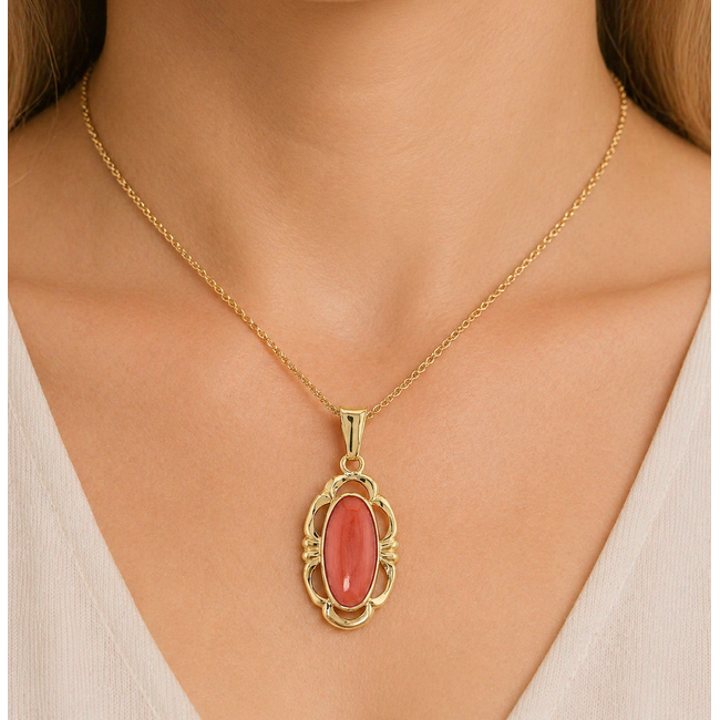 Vintage 14K hanger Bloedkoraal. 1,4 Gram.