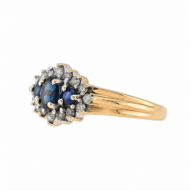 Vintage 14K. Ring Saffier/Zirkonia. 1,8Gr. Mt 17,5