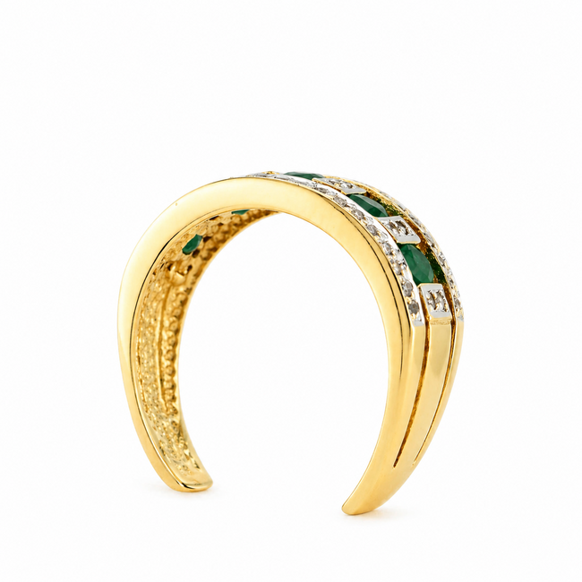 Vintage 14K. Ring Smaragd/Brilljant. 4,8Gr. Mt 19