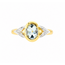 Vintage 18K. Ring Aquamarijn/Brillj.  5,9Gr. Mt 18,5