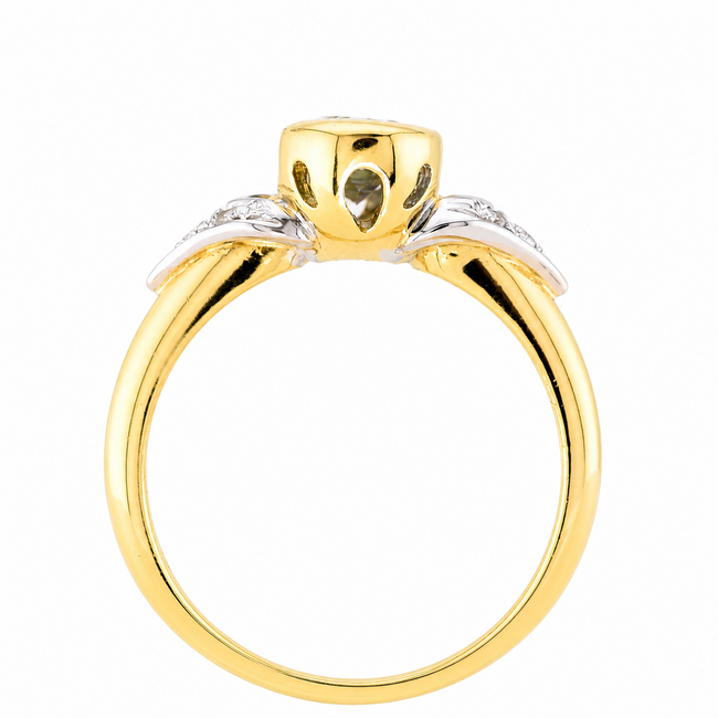 Vintage 18K. Ring Aquamarijn/Brillj.  5,9Gr. Mt 18,5