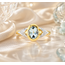 Vintage 18K. Ring Aquamarijn/Brillj.  5,9Gr. Mt 18,5