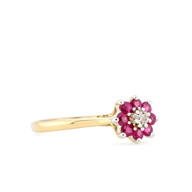 Vintage 18K. Robijn/Brillj. 2,8Gram. Mt 17