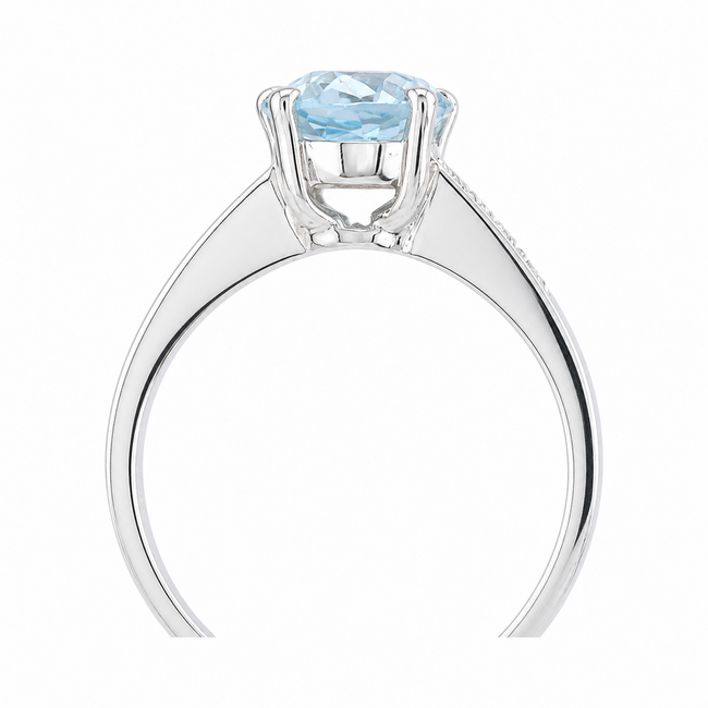 Vintage 18K. Ring Aqua/Brilljant 6x. 4,4Gr. Mt 17,5