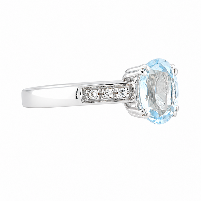Vintage 18K. Ring Aqua/Brilljant 6x. 4,4Gr. Mt 17,5