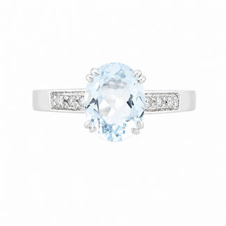 Vintage 18K. Ring Aqua/Brilljant 6x. 4,4Gr. Mt 17,5