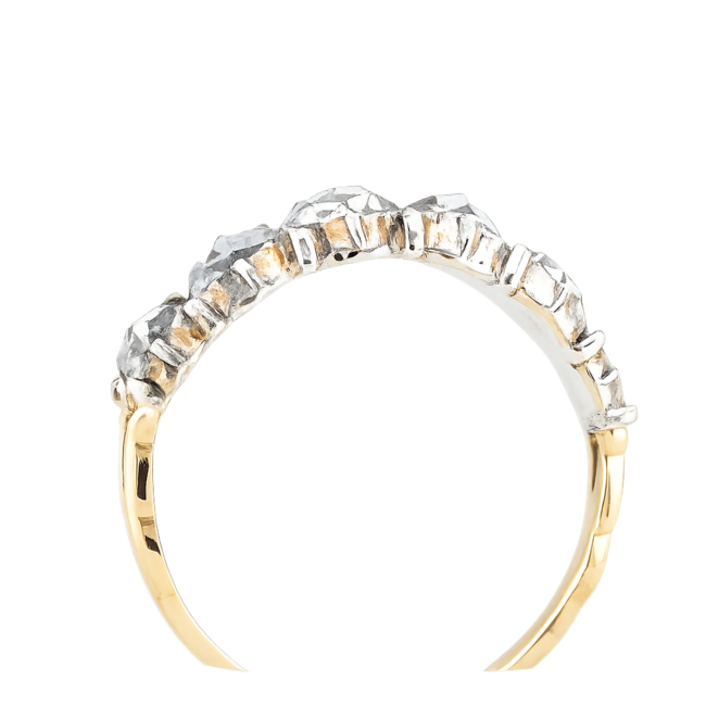Vintage 14K/Zilver Ring. Old Cut Diamant. 2,6 Gram. Maat 18,5
