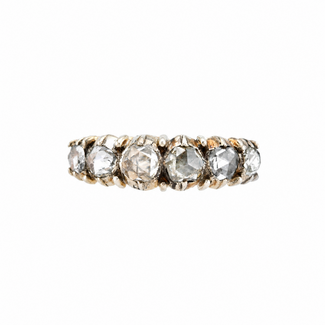 Vintage 14K/Zilver Ring. Old Cut Diamant. 2,6 Gram. Maat 18,5
