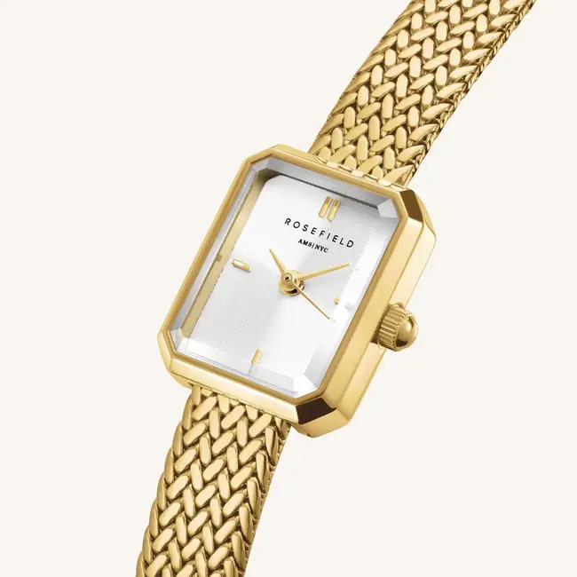 Rosefield Rosefield Mini Octagon White Dial Mesh Band. MWGMG-M01