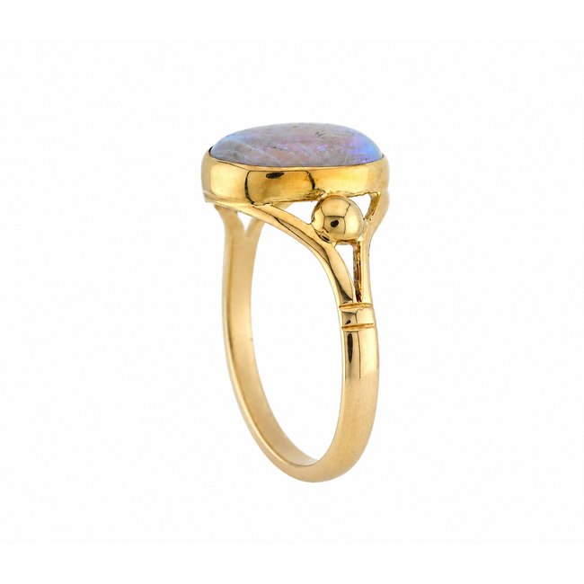 Vintage 14K. GG Ring met Opaal. 3,7Gr. Mt 20