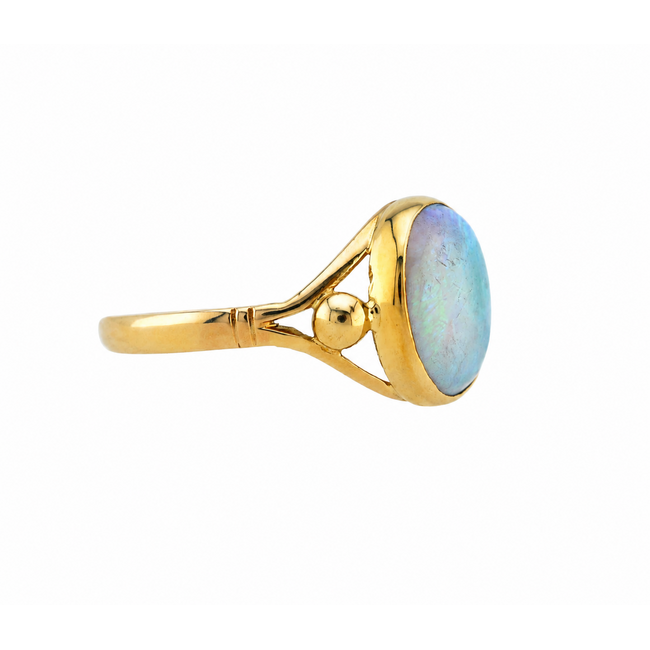 Vintage 14K. GG Ring met Opaal. 3,7Gr. Mt 20