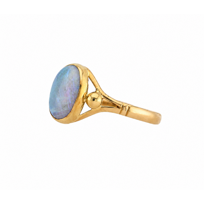 Vintage 14K. GG Ring met Opaal. 3,7Gr. Mt 20