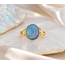 Vintage 14K. GG Ring met Opaal. 3,7Gr. Mt 20