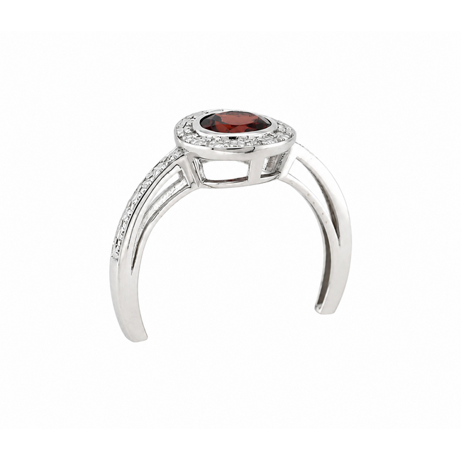 Vintage 14K. Wg Ring met Brillj/Almadine. 2,2Gram. Mt 17,5