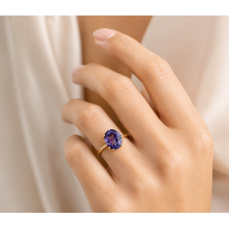 Vintage 14K. Rose Ring met Spinel. 2,3Gr. Mt 17,75