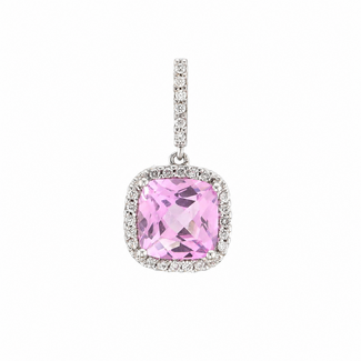 Vintage 14K WG Hanger Roze Saff/Briljant 2Gram