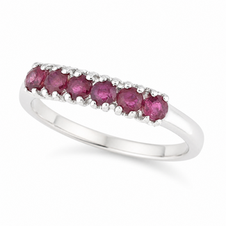 Vintage 14Krt. WG Ring met Roze Saffier. 2Gram. Mt17,5