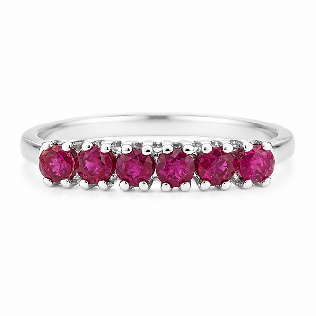 Vintage 14Krt. WG Ring met Roze Saffier. 2Gram. Mt17,5