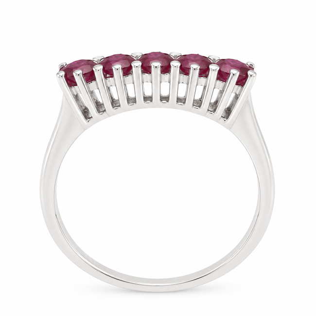 Vintage 14Krt. WG Ring met Roze Saffier. 2Gram. Mt17,5