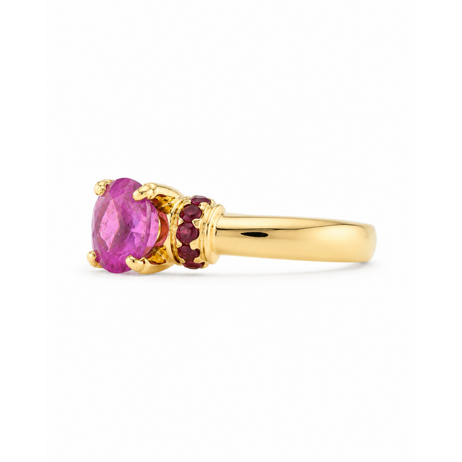 18Krt. Geelgoud/Robijn Ring 5.1 Gram Maat 16.5