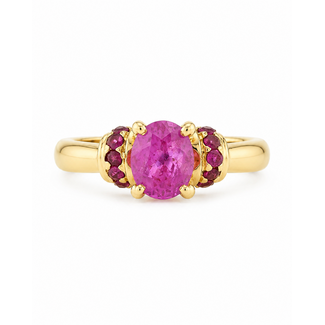 18Krt. Geelgoud/Robijn Ring 5.1 Gram Maat 16.5