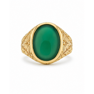 Vintage 18Krt. Geelgoud/Tourmalijn Ring 11 Gram