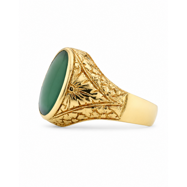 Vintage 18Krt. Geelgoud/Tourmalijn Ring 11 Gram