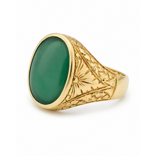 Vintage 18Krt. Geelgoud/Tourmalijn Ring 11 Gram