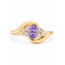 18Krt Geelgouden  Ring met Amathist en Zirkonia 2.8 Gram