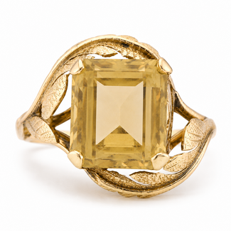 Vintage Ring 14Krt. GG Citrien/Emerald Cut