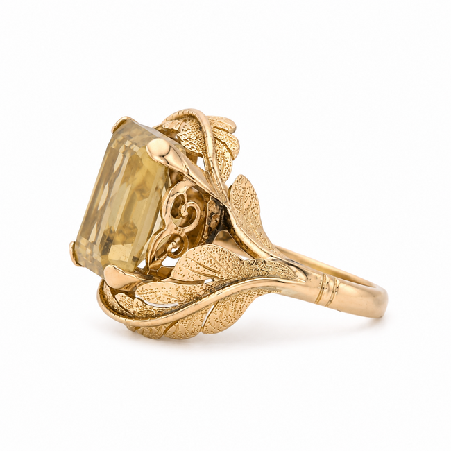 Vintage Ring 14Krt. GG Citrien/Emerald Cut