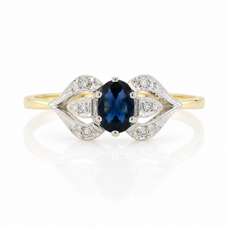 Ros Vintage Vintage 14Krt. GG met Briljant/ Saffiersteen 2.4 Gram