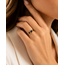 Vintage 18K.  Ring met 3 Saffieren. Mt 18,5 2,7Gr