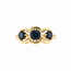 Vintage 18K.  Ring met 3 Saffieren. Mt 18,5 2,7Gr