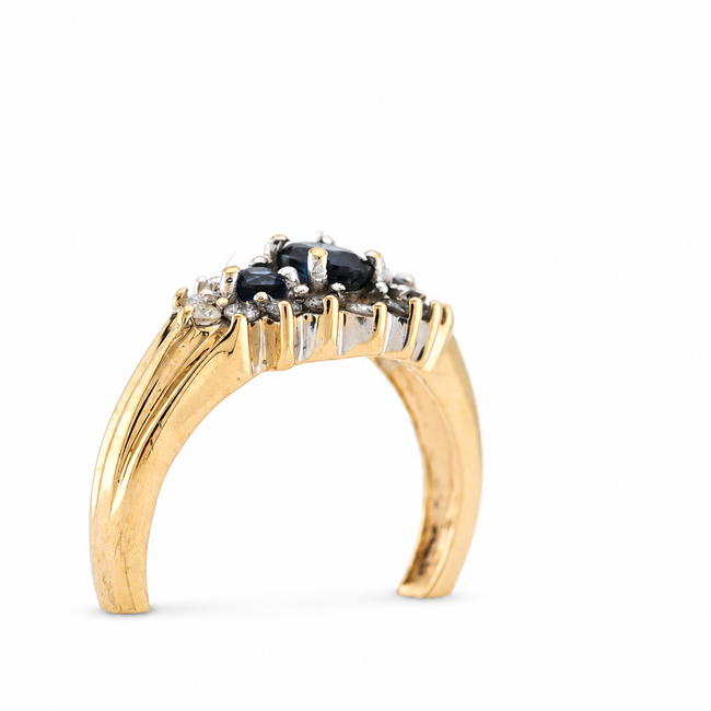 Vintage 14K. Ring brillj/Saff. 0,25Ct. Mt16,5 3,1Gr