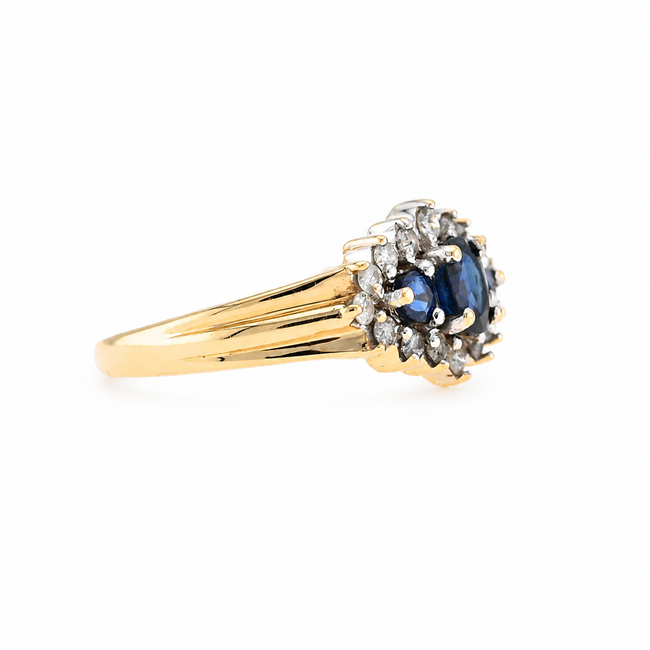 Vintage 14K. Ring brillj/Saff. 0,25Ct. Mt16,5 3,1Gr