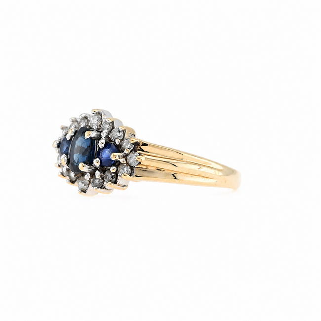 Vintage 14K. Ring brillj/Saff. 0,25Ct. Mt16,5 3,1Gr