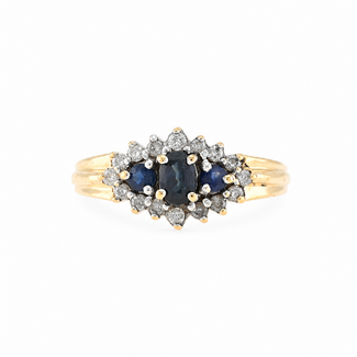 Vintage 14K. Ring brillj/Saff. 0,25Ct. Mt16,5 3,1Gr
