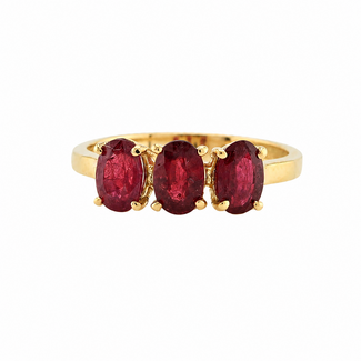 Ros Design. 14K. GG Ring Robijn. 0,75x3. 2,8Gr. Mt17
