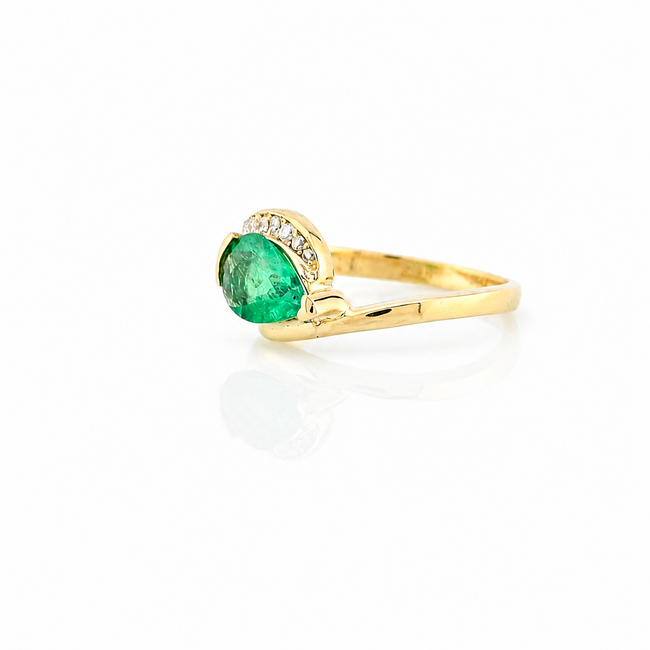 ROS  Jewel Design Ros Design 14K GG Ring met Zambiaanse Smaragd/Dia. 3,1GR.Mt16