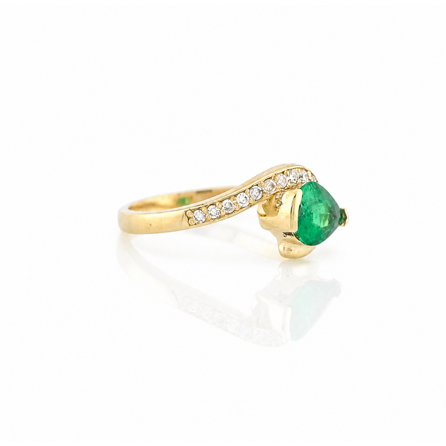 ROS  Jewel Design Ros Design 14K GG Ring met Zambiaanse Smaragd/Dia. 3,1GR.Mt16