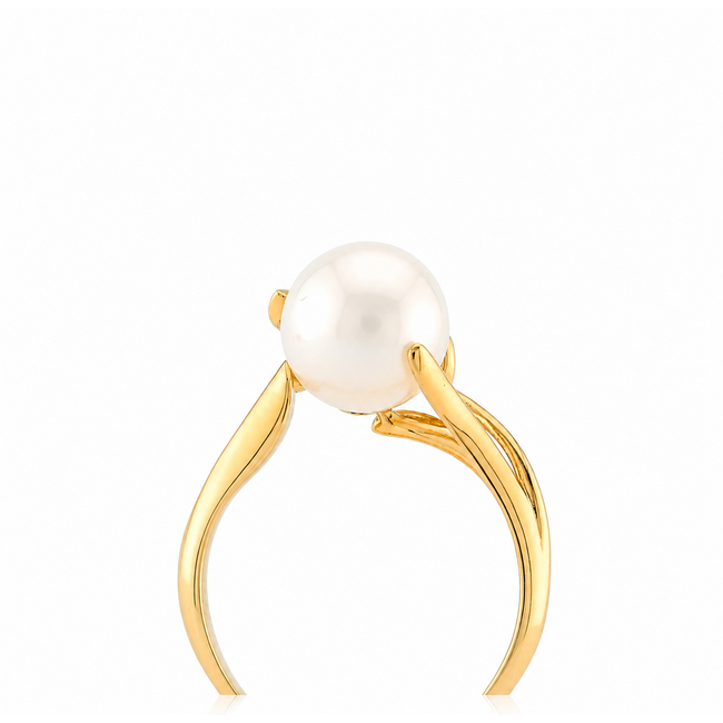 Ros Design GG Ring Met 18 Brillj/Naturel Parel. 4,4gr. Mt18,5