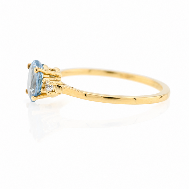 ROS  Jewel Design Ring Aquamarijn/2xBrillj.1,8Gr. Mt.18